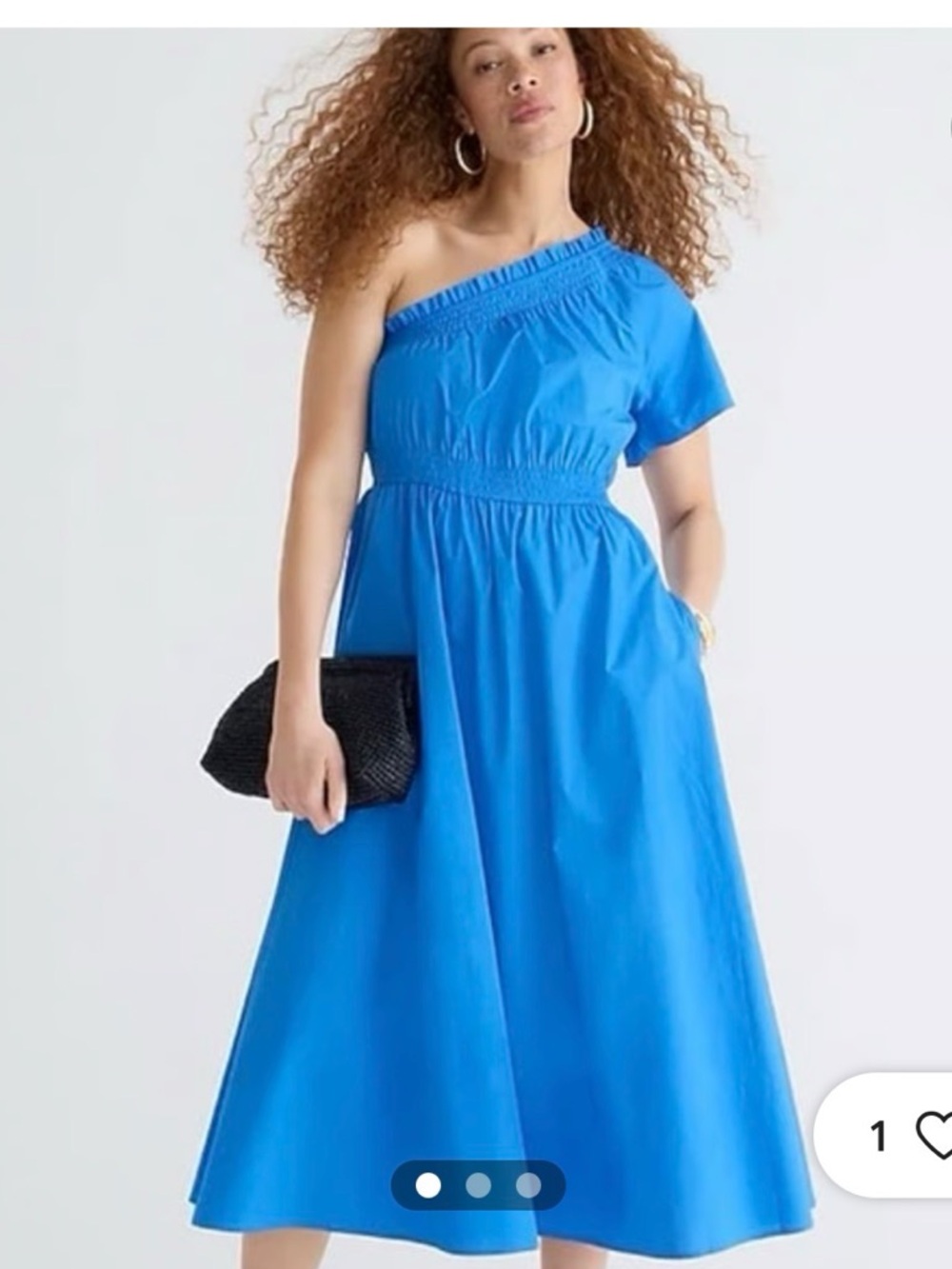 J. Crew Vibrant One-Shoulder Royal Blue Midi Dress